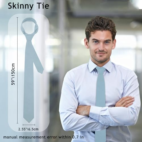 Image of Ties for Men, Cotton Mens Ties Skinny Solid Color Necktie Sage Green Tie for Wedding Business