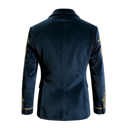 Men Halloween Corduroy Blazer Jacket Gothic Skull Floral Pattern Outwear - image 5