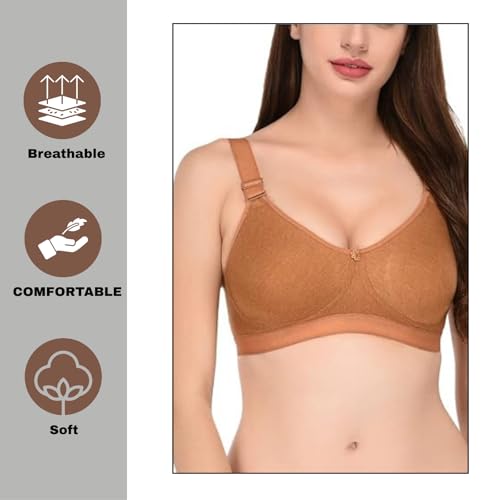 Image of Viral Girl Women's Wire-Free Cotton Hosiery Bra | Non-Padded, Full Coverage, Adjustable Straps | Soft Comfortable Innerwear with Hook & Eye Closure for Everyday Use
