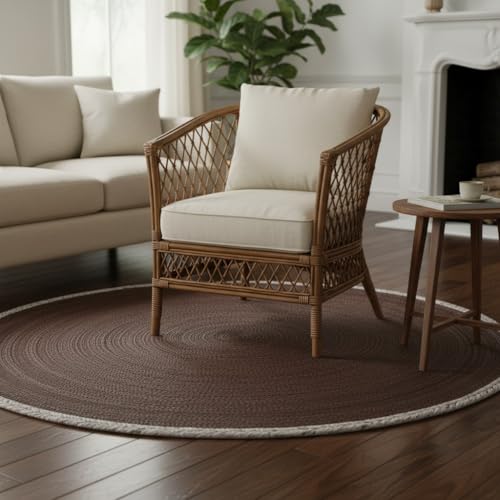 Handwoven Jute Area Rug - 4 feet Round - Natural