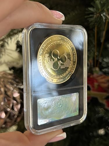 XRP Physical Coin - Golden Color with Plastic Protective Case, Limited Edition Cryptocurrency Collectible, for XRP Fans & Investors
