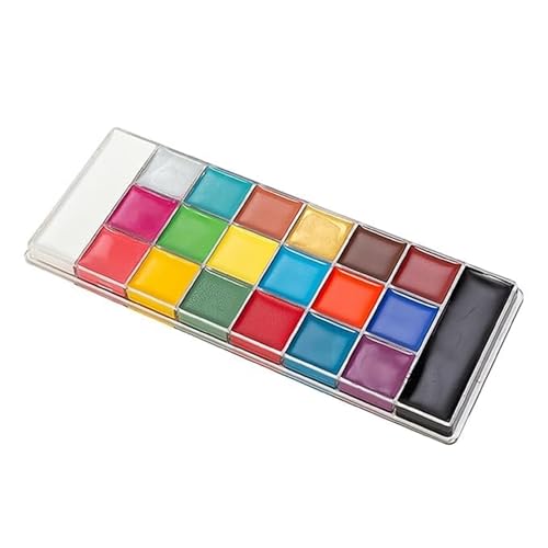 Image of Face Paint Palette 20 Colors with Large Black and White Pan for Face and Body Art