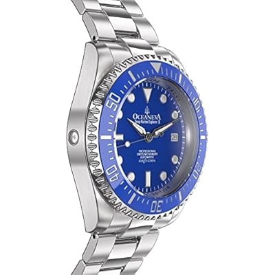 OceanevaTM Men's Deep Marine Explorer II 1250M Pro Diver Watch Blue - Swiss Made Sellita SW200-1 Automatic Movement Stainless Steel Bracelet