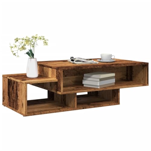IBUQDDV Table basse aspect bois vieilli 105 x 55 x 32 cm pour salon, maison, bureau