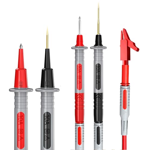 Cleqee Multimeter Messleitungen Kit 4mm Bananenstecker Kabel Prüfspitze mit 8PCS austauschbare Präzision scharfe Prüfspitzen Krokodilklemmen für Multimeter elektrische Prüfung