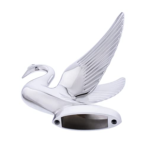 Image of United Pacific 72001 Heavy-Duty Chrome Swan Hood Ornament, Cast Metal, Universal Two Stud Install, Detailed Design - ONE Unit