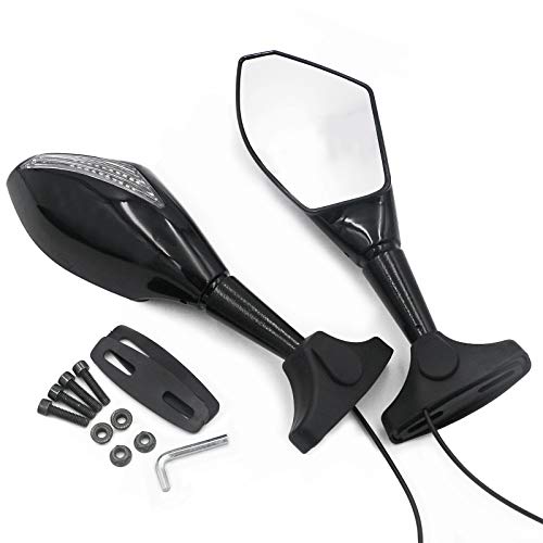 GOOFIT Rétroviseur latéral de Moto 1 Paire avec Clignotant à LED Remplacement pour 50cc 70cc 90cc 110cc 125cc 150cc 200cc 250cc cyclomoteur Moto Noir