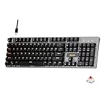 NEWMEN GM325Pro Mechanical Keyboard,104 Keys Rainbow LED Backlit Wired Gaming Keyboards,Metal Panel ABS QWERTY Layout Gaming Mechanical Keyboard for Windows Laptop PC Linear Red Switches