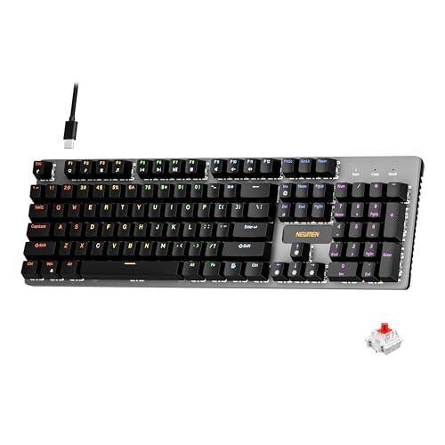 Newmen GM325Pro Mechanische Tastatur, 104 Tasten, Regenbogen-LED-Hintergrundbeleuchtung, kabelgebundene Gaming-Tastaturen, Hot-Swap-Metall-Panel, ABS, schwarze Tastaturen, Gaming-Tastatur für Windows