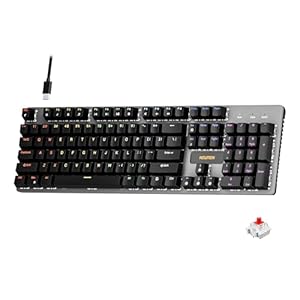NEWMEN GM325Pro Mechanical Keyboard,104 Keys Rainbow LED Backlit Wired Gaming Keyboards,Metal Panel ABS QWERTY Layout Gaming Mechanical Keyboard for Windows Laptop PC Linear Red Switches