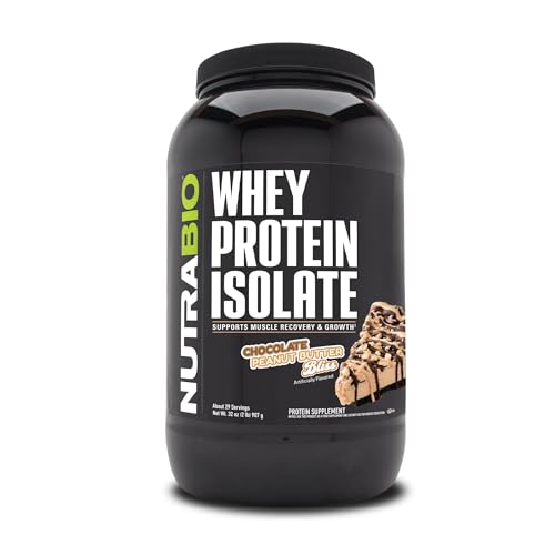 NutraBio Whey Protein Powder Isolate Supplement – 25g of Protein Per Scoop with Complete Amino Acid Profile – Soy and Gluten Free- Zero Fillers and Non-GMO – Chocolate Peanut Butter – 2 Lbs.