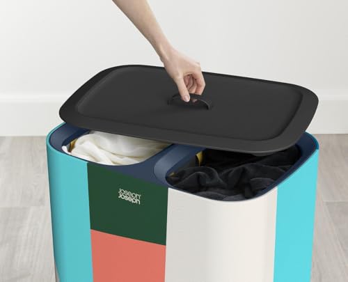 Image of Joseph Joseph Tota 90 liter /23.8 gallon Laundry Hamper Separation Basket with lid, 2 Removable Washing Bags with Handles - Multicolor