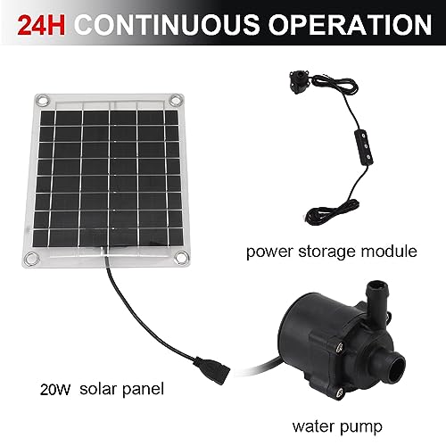 Bomba de agua solar sumergible con interruptor ajustable y panel de 20 W para fuentes 7
