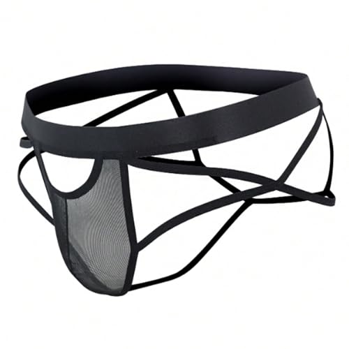 Men’s Jockstrap Thong Underwear – Mesh or Ice Silk Lingerie with Strappy Back, G String, and U Convex Pouch2