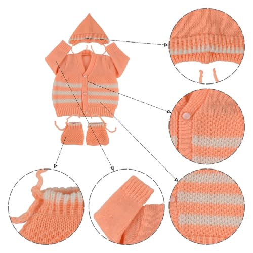 Image of Baby Woolen Sweater for Boys & Girls | Soft Knitted Winter Cardigan | Warm Full Sleeve Winter Wear for Newborn, Infant & Toddler Combo Orange and Green (0 to 3 Months) Pack of 2