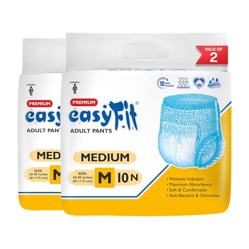 Image of Easyfit Adult Pull Ups Overnight Protection | Leak Proof Diapers Pants | Wetness Indicator | Anti-Bacterial Absorbent Core | Unisex Diapers (Size L, Count 20)