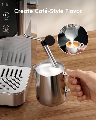 Image of ecozy 2-in-1 Espresso Machine with Milk Frother, Guided Touchscreen | Coffee Maker Combo for Brewing Barista-quality Coffee, Lattes, Cappuccinos, and Americanos at Home