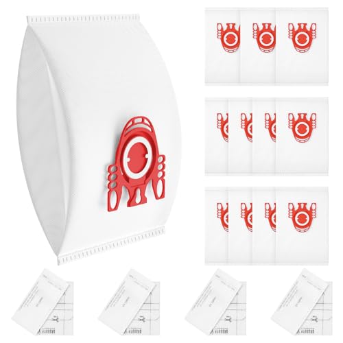 12 Pack FJM Vacuum Bags Compatible with Miele Compact C1 Compact C2 S4000 S6000 Complete C1 S4 S6 S241-S256 S290-S299 S300-S399 S500-S578 S700-S799 with 4 Motor Filters & 4 Air Clean Filters