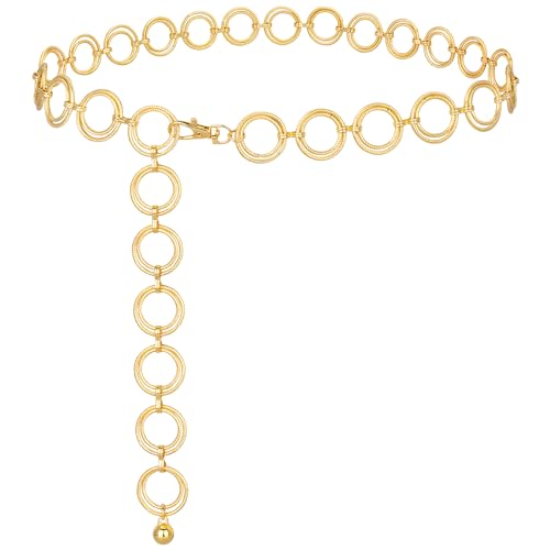 Waist Chain Belt Fashion O Ring Metal Belts for Women Dresses Skirts