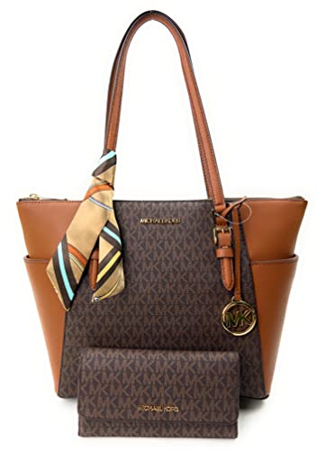 Michael Kors Charlotte Large Zip Tote bundled with matching Trifold Wallet...