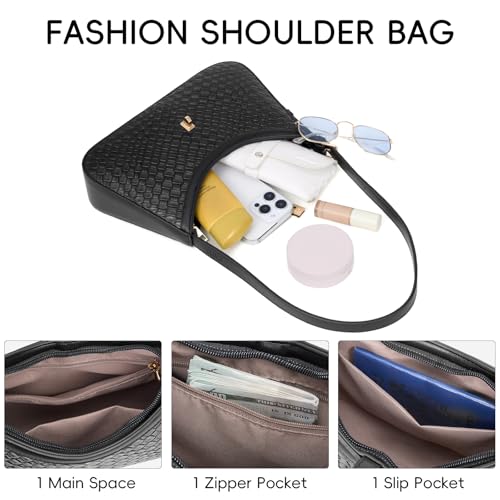 Image of CLUCI Woven Shoulder Bag for Women, Small Vegan Leather Purse