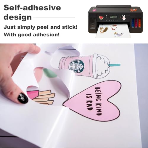 ADERTOS 30 Stk A4 Selbstklebende Folien Bedrucken Klebefolien Druckerpapier Wasserfest Bedruckbar Vinylfolie Inkjet Vnyl Aufkleber Sticker Papier Drucker Etikette für Tintenstrahldrucker Laserdrucker