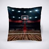 Pehede Kissenbezug, Basketballplatz, Sport-Arena, Baumwolle, Leinen, dekorativ für Sofa, Couch, Stuhl, Schlafzimmer, 45,7 x 45,7 cm