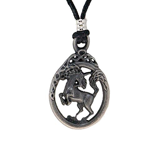 BlueRica Unicorn on Adjustable Black Cord Necklace (Old Silver Finish)3