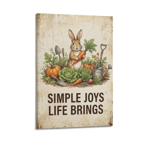 Tableau lapin vintage sur toile idée cadeau originale déco maison
