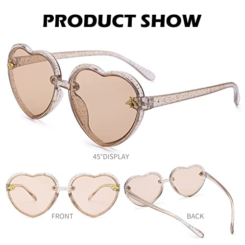 Heart shaped Sunglasses for Kids Stylish Cute Bee Frame for Toddler Girls Age 2-10 UV400 Protection4