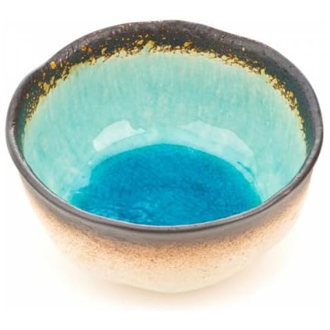 Blue Crackleglaze Japanese Ceramic Bowl for Noodles, Soup & Sushi - Turquoise Glaze Cover