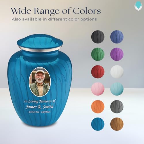 Image of Geturns - Adult Cremation Urns for Human Ashes I Large Photo Funeral Urn for Men and Women I 200 lbs (Pearl Racing Blue)