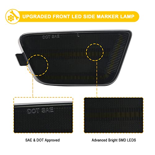 R&F Auto Smoked Lens Led Bumper Marker Light Replacement For C'hevy Cruze 2011 2012 2013 2014 2015, For Cruze Limited 2016 Driver And Passenger Side Blinker Lamps Fender Turn Side Signal Lights #TOP3