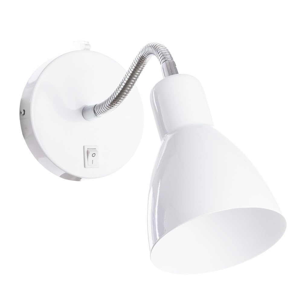 Lampada da parete per interni – Lampada da lettura LED con corpo bianco e cavo – Lampada da parete per casa e ufficio