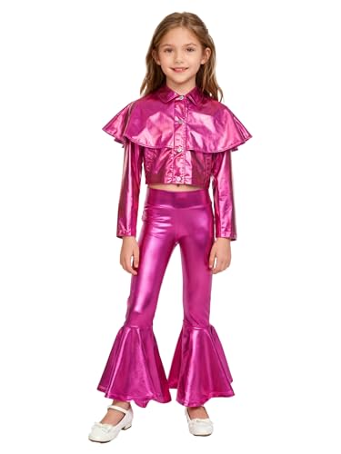 Costumes de danse jazz hip hop extensibles et brillants pour fille