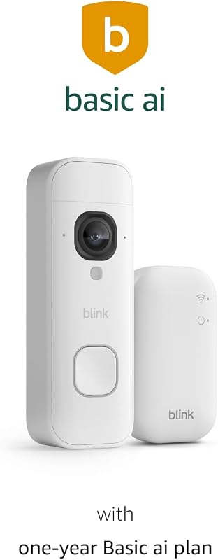 Blink Video Doorbell 2K+ (newest model) with1-Year Basic ai plan– Head-to-toe HD view, two-year battery life, and simple setup. Sync Module Core included – System (White)