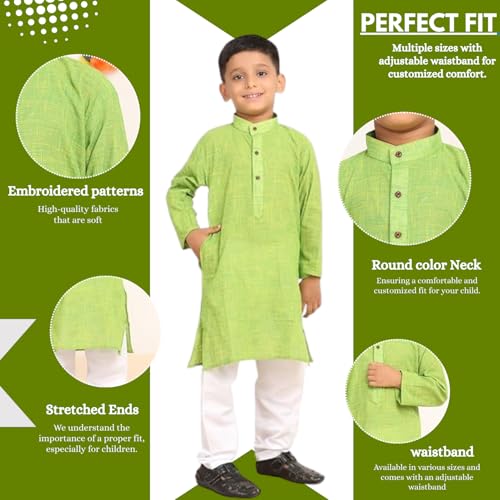 Image of BABA AND BABY Boy's Cotton Kurta Pyjama Set