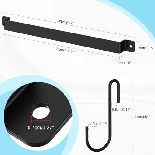 Famiron Kitchen Hanger Wall Mounted with 10 Hooks, Wrought Iron Kitchen Rail Utensil Holder Rack, Hanging Pots, Pans, Coffee Mug, Black, 17", 1 Pcs - Thumbnail 6