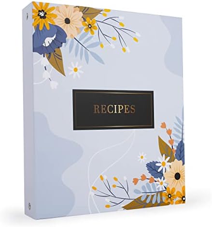 Binder for Recipes 11x9.65 in- Hardcover Recipe Organizer Binder - Personalized 3 Rings Cookbook - 12 Dividers, 40 Recipe Cards 5x7 in, Full and Half Page Protectors - Create Family Recipe Journal
