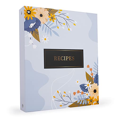 Binder For Recipes 11X9.65 In- Hardcover Recipe Organizer Binder - Personalized 3 Rings Cookbook - 12 Dividers, 40 Recipe Cards 5X7 In, Full And Half Page Protectors - Create Family Recipe Journal #TOP6