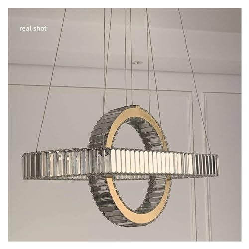 Lustre LED Modique Ovale Chrome et Or Finition Luxe - 6