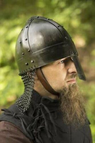 Średniowieczny nosowy Norman Hełm Rycerz Wikingów Larp Wojownik Kask Stal Żelazo Poręczny Gjermundu Kolczuga Kask Rekonstruktorzy Larp Głowa Pancerz Odgrywanie ról Replika Kostium