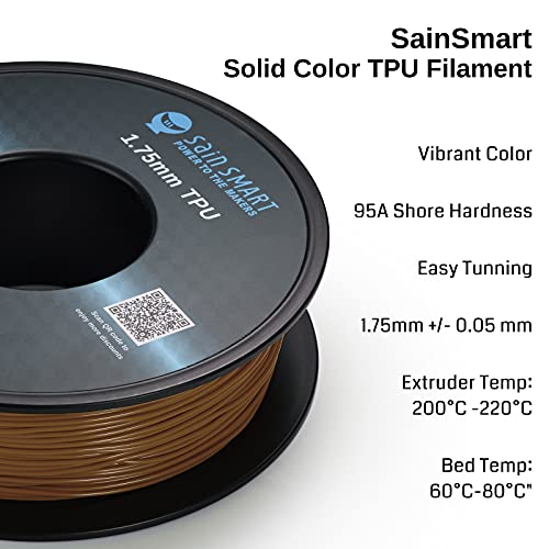 SainSmart Caramel Flexible TPU 3D Printing Filament, 1.75mm, 0.8kg, +/-0.05mm Dimensional Accuracy