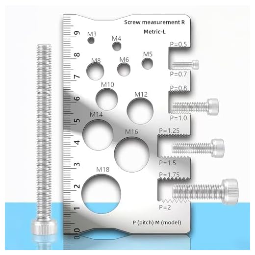 Stainless Steel Screw Measuring Ruler Durable Bolt Nut Screw Sizer for Mechanics Engineers DIY Projects
