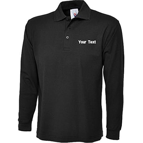 swagwear Embroidered Your Text Logo Personalised Unisex Classic Long Sleeve Polo 7 Colours (XS-4XL) 113 Cover