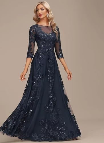 Mother of The Bride Dress A Line Chiffon Prom Dresses Beads Applique Formal Evening Gown with Sleeve for Women3