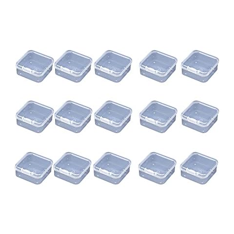 WYAN 15 Pack Square Clear Plastic Storage Containers Box with lids, for organizer Box Case for Beads,earplug, and More Small Items(4.3x4.3cm) Cover