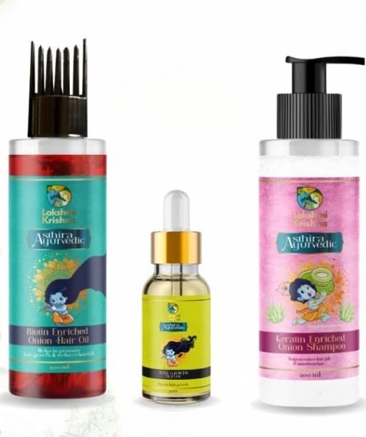 Buy Lakshmi Krishna kit of Onion Hair Oil, Hair Growth Serum, Keratin
