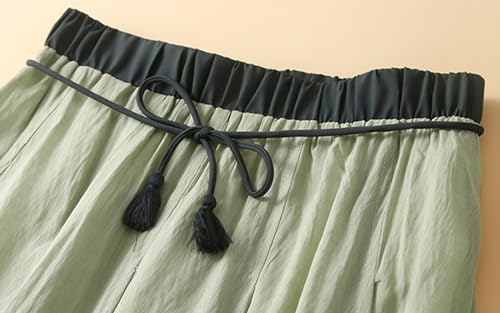 IDEALSANXUN Linen Skirts for Women Casual Lightweight 2024 Summer Vintage A Line Drawstring Elastic High Waist Midi Skirts3