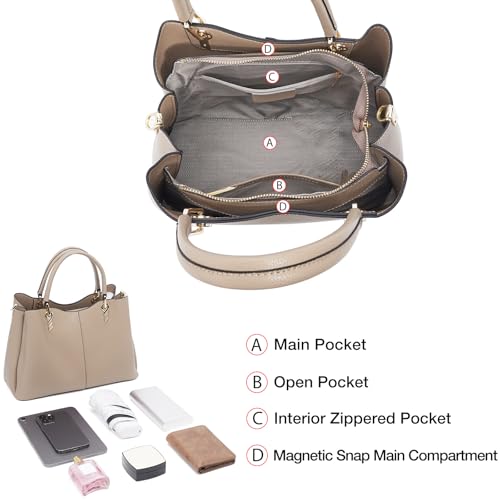 Image of LAORENTOU Women Crossbody Handbags Genuine Leather Satchel Handbags for Women Top-handle Shoulder Tote Purses